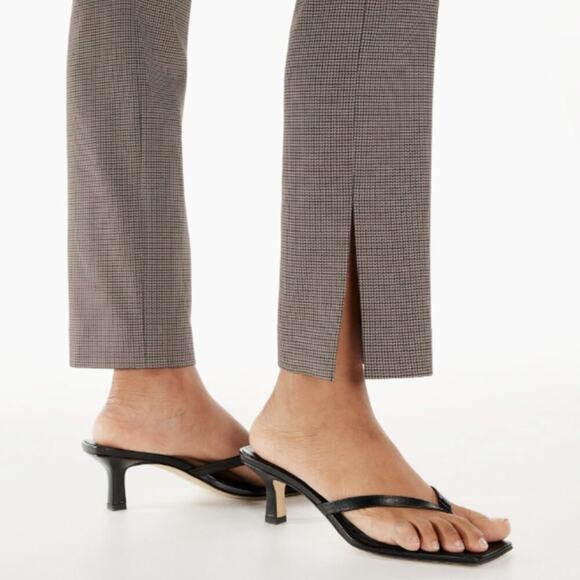 Babaton Numero Pant Small Houndstooth Brown Black Size 10 - Picture 2 of 10